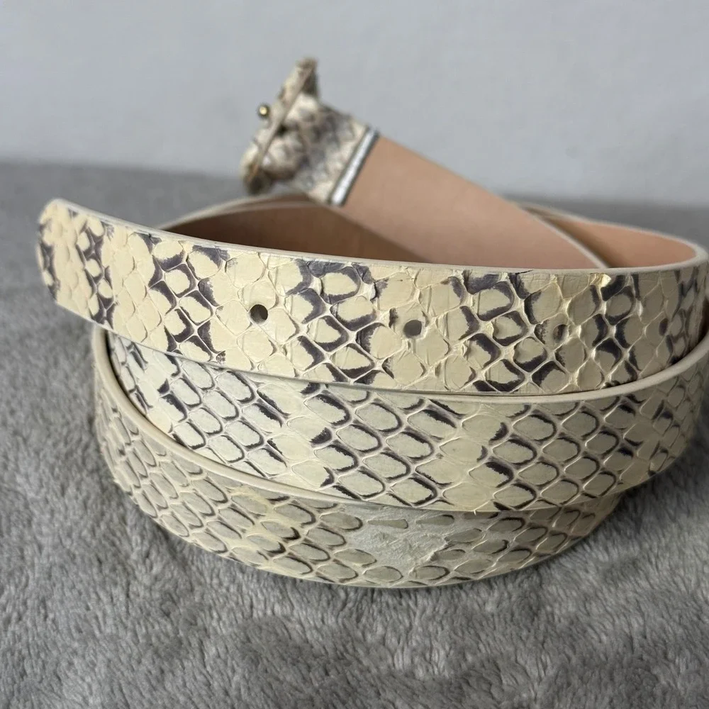J.Crew Textured Skinny Leather Belt Women M Snakeskin Animal Print Office Preppy